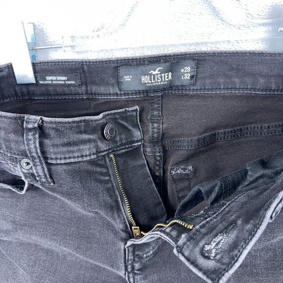 Hollister Super Skinny Jeans Womens Size W29X32L Advanced Stretch Mid Rise Black - Picture 5 of 13